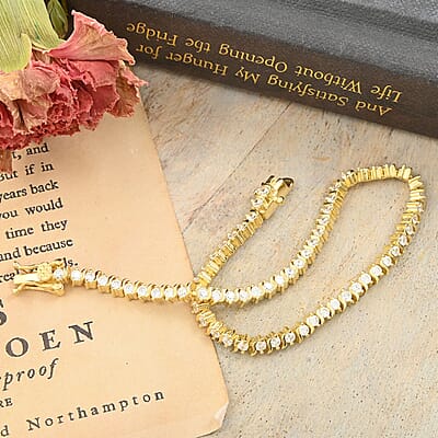 Simulated Diamond Tennis Bracelet in 14K Yellow Gold Over Sterling Silver (7.00 In) 6.50 ctw