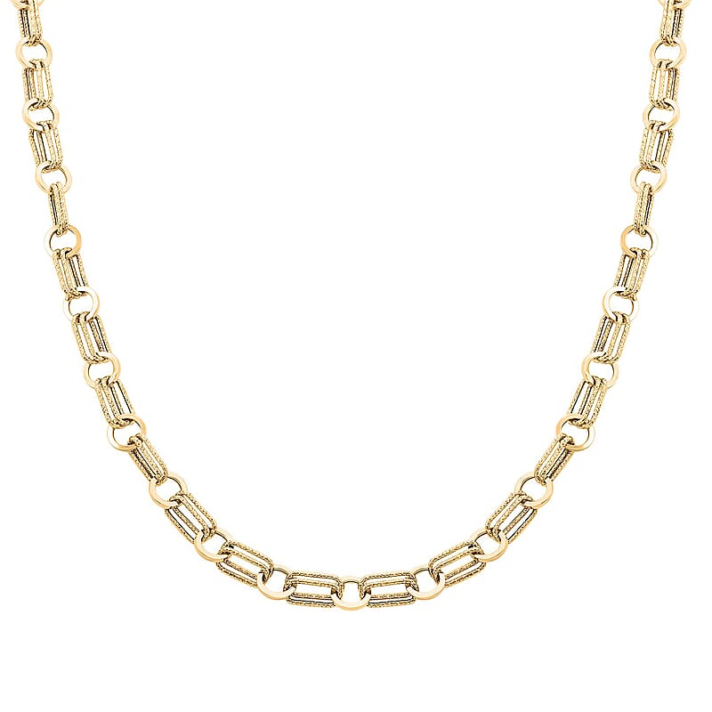 Italian 14K Yellow Gold 7.5mm Double Finish Twin Rolo Necklace 18 Inches 5.3 Grams
