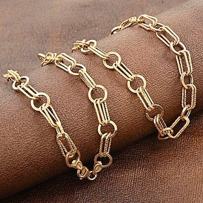 Italian 14K Yellow Gold 7.5mm Double Finish Twin Rolo Necklace 18 Inches 5.3 Grams
