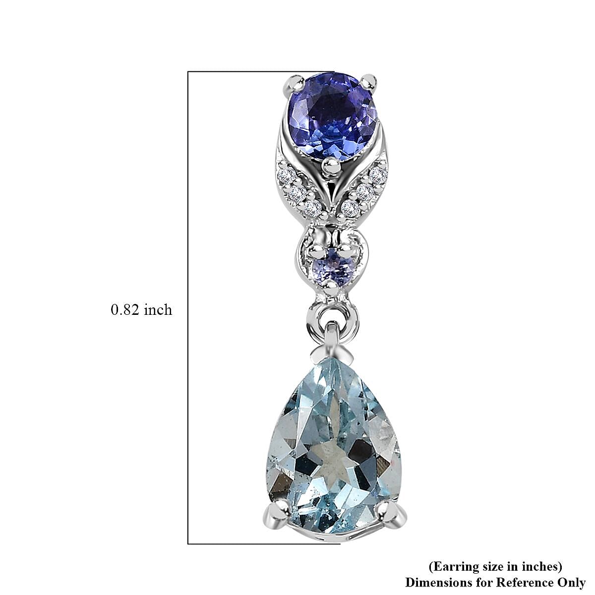 Premium Mangoro Aquamarine and Multi Gemstone Drop Earrings in Platinum Over Sterling Silver 2.35 ctw