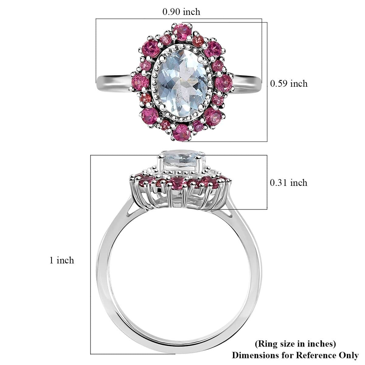 Premium Mangoro Aquamarine and Lotus Garnet Ring in Platinum Over Sterling Silver (Size 10.0) 1.75 ctw image number 5