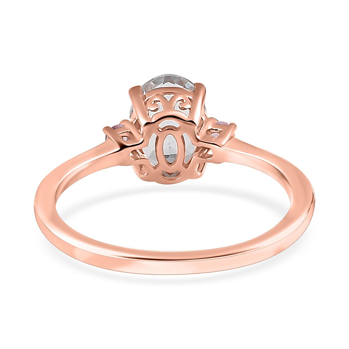 Premium Mangoro Aquamarine and Madagascar Pink Sapphire Ring in Vermeil Rose Gold Over Sterling Silver (Size 10.0) 1.10 ctw