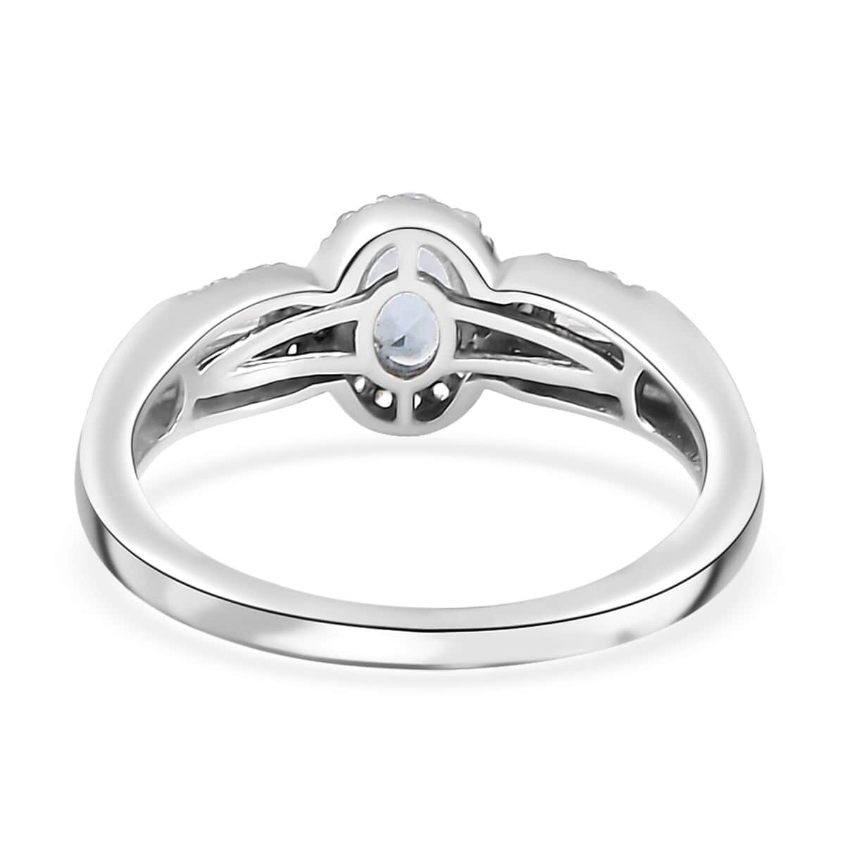 Premium Mangoro Aquamarine and White Zircon Ring in Platinum Over Sterling Silver (Size 10.0) 0.75 ctw image number 4