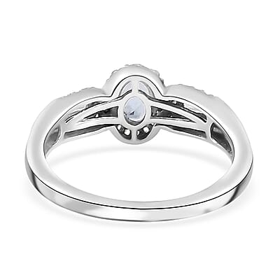 Premium Mangoro Aquamarine and White Zircon 0.75 ctw Ring in Platinum Over Sterling Silver (Size 10.0)