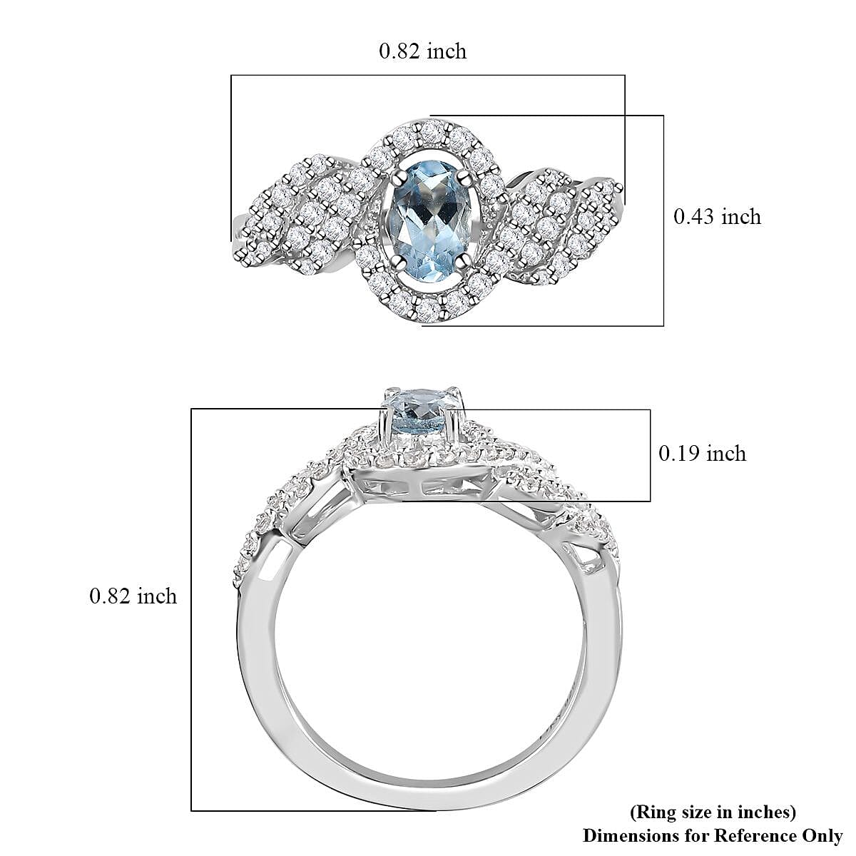Premium Mangoro Aquamarine and White Zircon 0.90 ctw Halo Ring in Platinum Over Sterling Silver (Size 10.0)