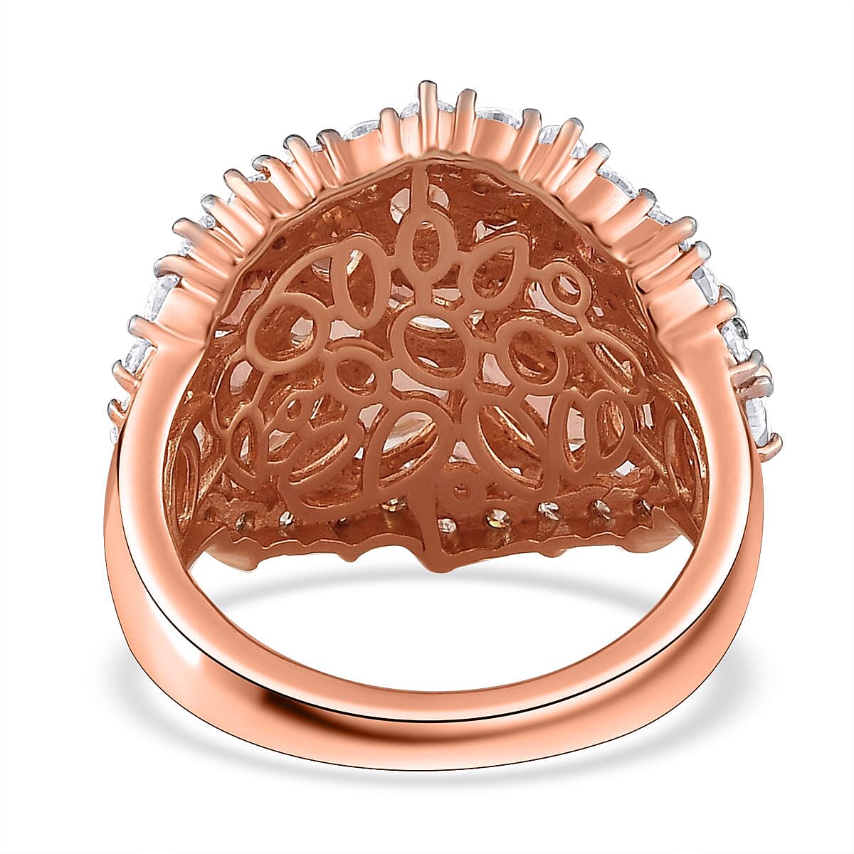 Blush Tourmaline and Moissanite Ring in Vermeil Rose Gold Over Sterling Silver (Size 10.0) 5.75 ctw