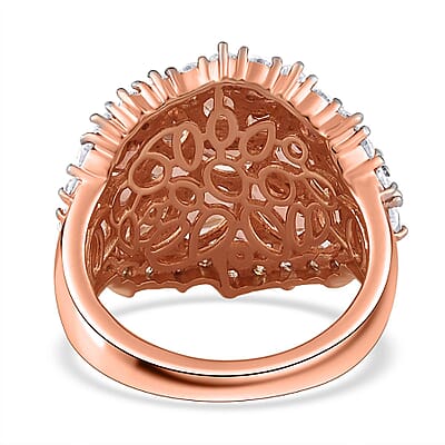 Blush Tourmaline and Moissanite Ring in Vermeil Rose Gold Over Sterling Silver (Size 10.0) 5.75 ctw