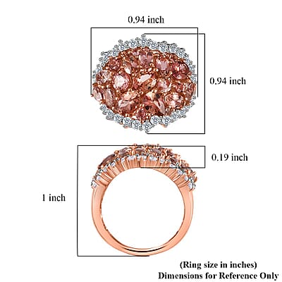 Blush Tourmaline and Moissanite Ring in Vermeil Rose Gold Over Sterling Silver (Size 10.0) 5.75 ctw