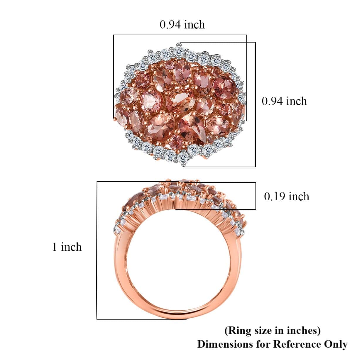 Blush Tourmaline and Moissanite Ring in Vermeil Rose Gold Over Sterling Silver (Size 6.0) 5.75 ctw image number 6