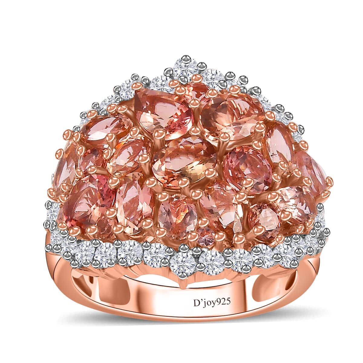 Blush Tourmaline and Moissanite Ring in Vermeil Rose Gold Over Sterling Silver (Size 9.0) 5.75 ctw image number 0