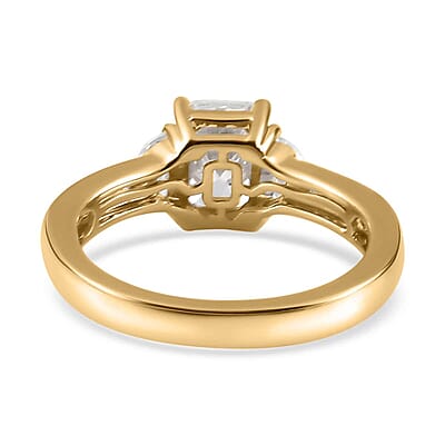 Luxoro 10K Yellow Gold Radiant Cut Moissanite Ring (Size 8.0) 4.40 Grams 2.00 ctw