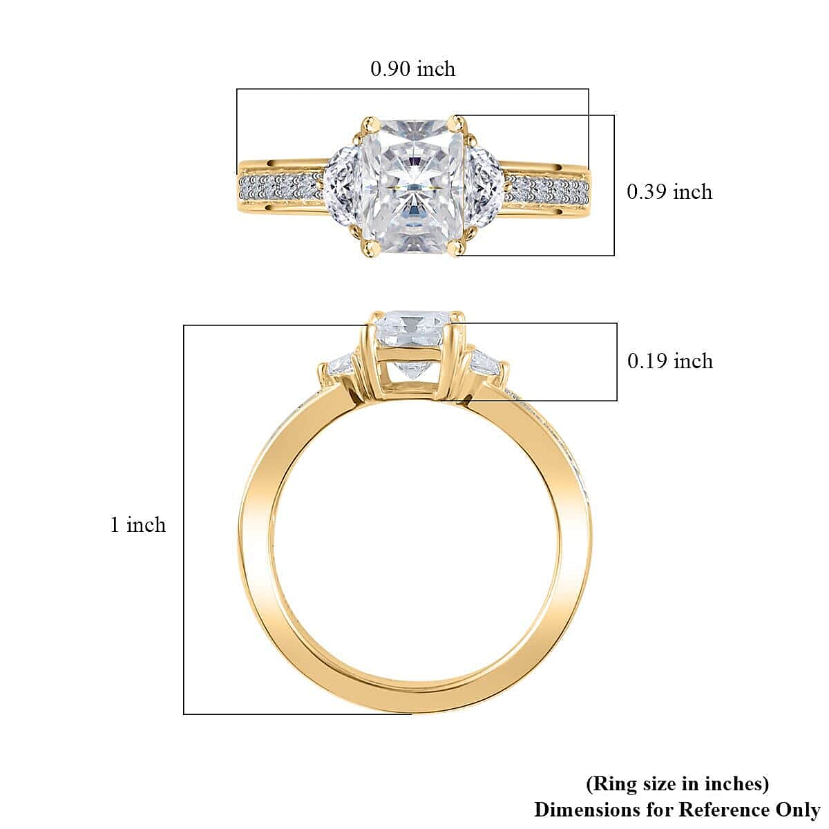 Luxoro 10K Yellow Gold Radiant Cut Moissanite Ring (Size 8.0) 4.40 Grams 2.00 ctw