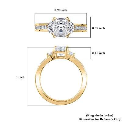 Luxoro 10K Yellow Gold Radiant Cut Moissanite Ring (Size 8.0) 4.40 Grams 2.00 ctw