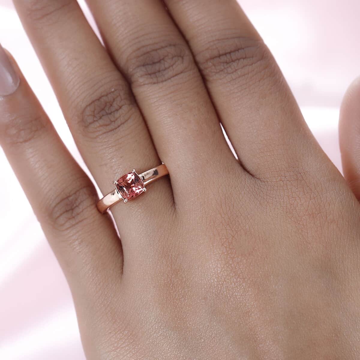 Premium Blush Tourmaline Solitaire Ring in Vermeil Rose Gold Over Sterling Silver (Size 6.0) 2.10 ctw image number 2