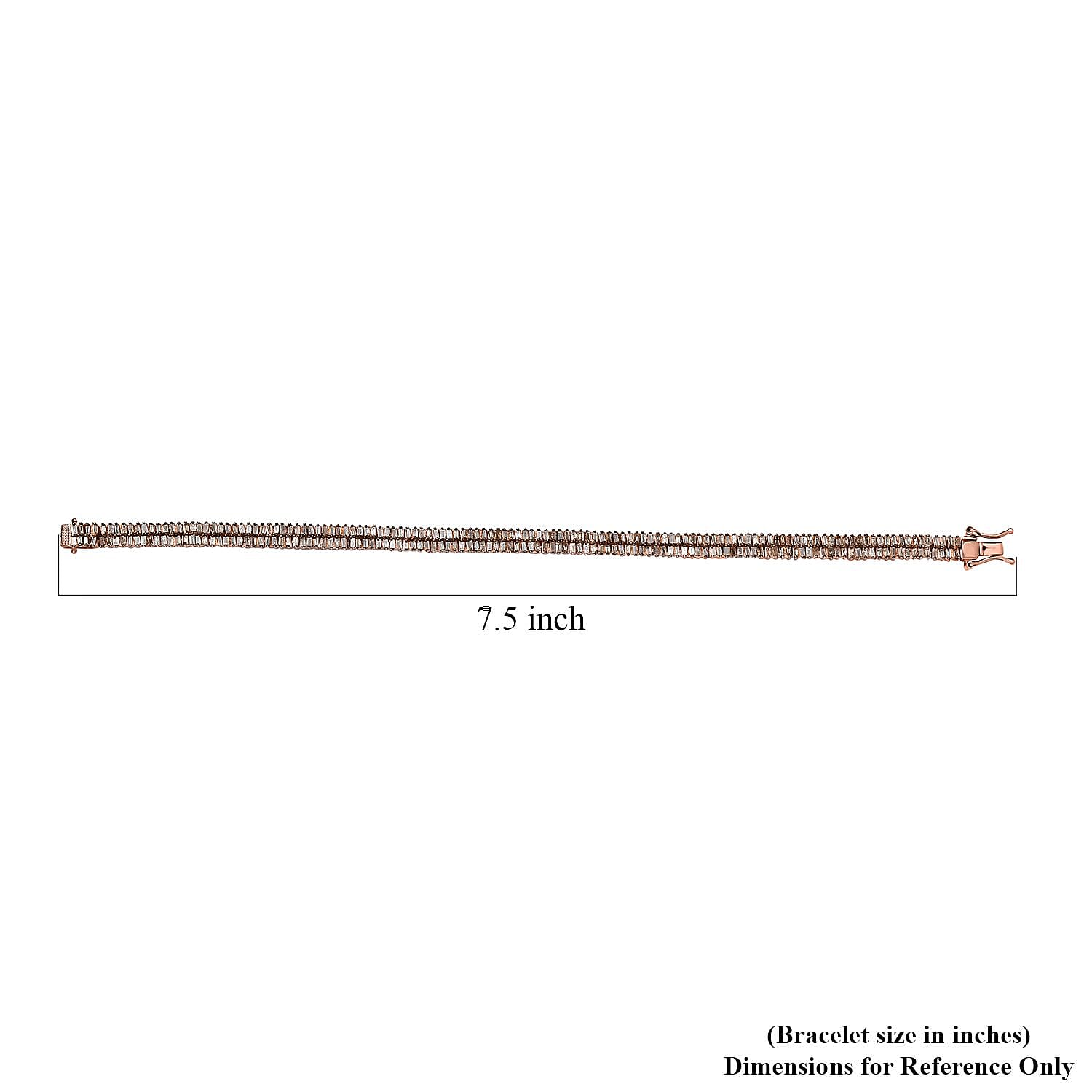 D'Joy Natural Champagne Diamond 2 Row Bracelet in Vermeil RG Over Sterling Silver (7.25 In) 3.00 ctw