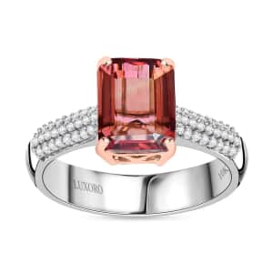 Luxoro 10K AA White and Rose Gold Premium Blush Tourmaline and G-H I2 Diamond Ring (Size 10.0) 2.30 ctw