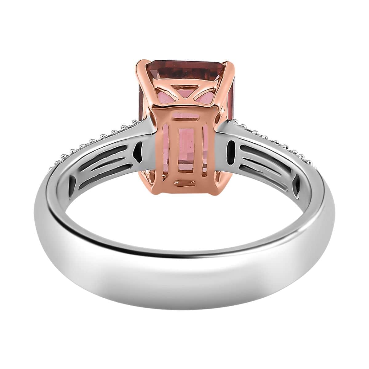 Luxoro 10K AA White and Rose Gold Premium Blush Tourmaline and G-H I2 Diamond Ring (Size 10.0) 2.30 ctw image number 4