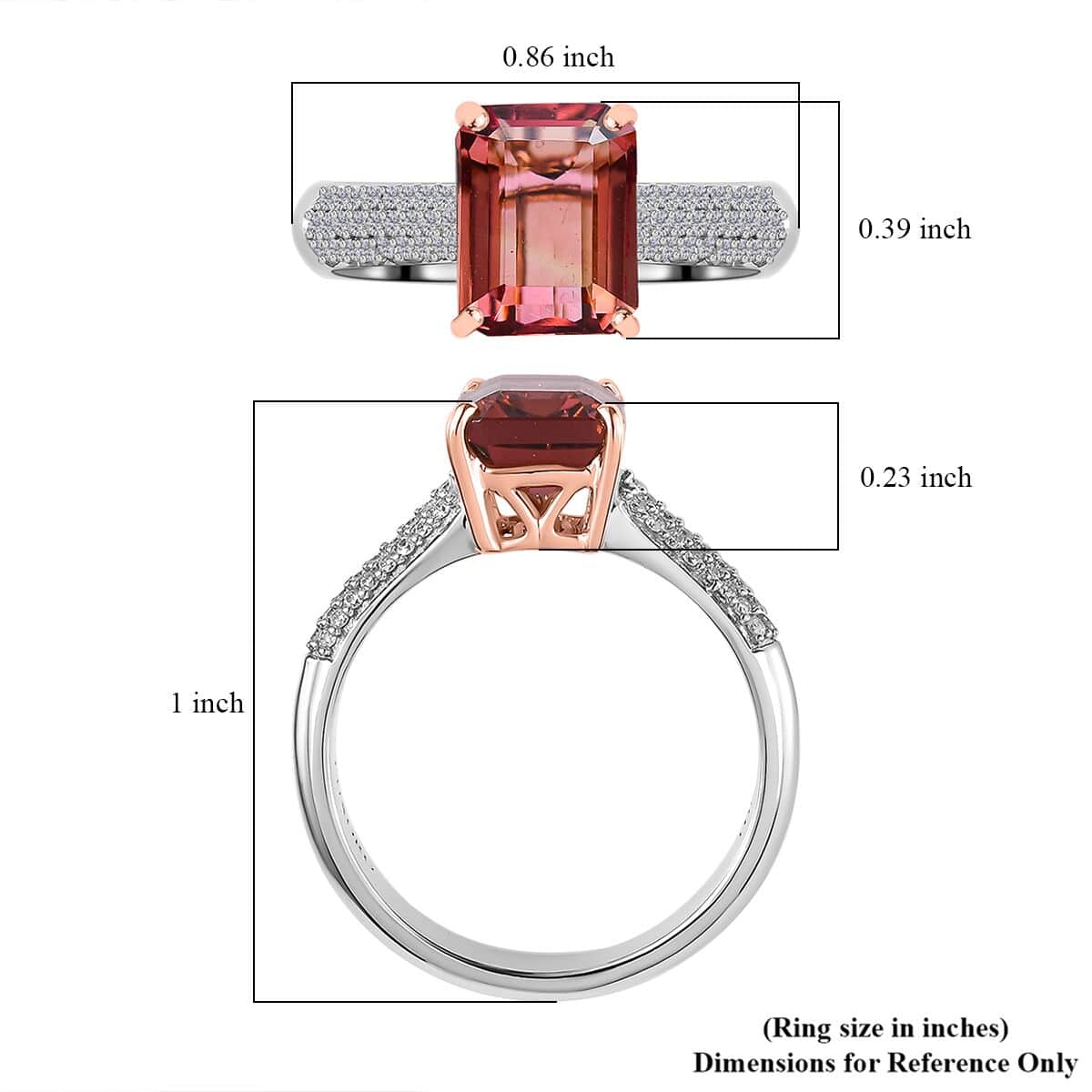 Luxoro 10K AA White and Rose Gold Premium Blush Tourmaline and G-H I2 Diamond Ring (Size 6.0) 2.30 ctw image number 5