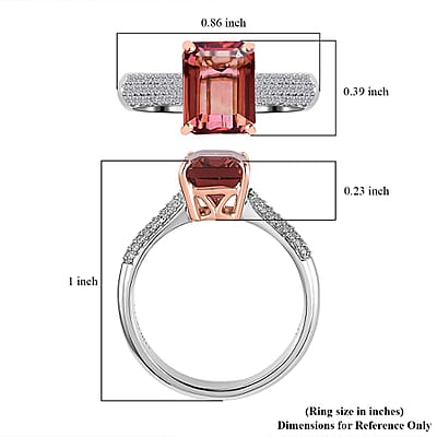 Luxoro 10K AA White and Rose Gold Premium Blush Tourmaline and G-H I2 Diamond Ring (Size 7.0) 2.30 ctw