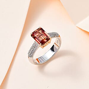 Luxoro 10K AA White and Rose Gold Premium Blush Tourmaline and G-H I2 Diamond Ring (Size 8.0) 2.30 ctw
