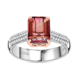 Luxoro 10K White and Rose Gold Premium Blush Tourmaline and G-H I2 Diamond Ring (Size 9.0) 2.30 ctw