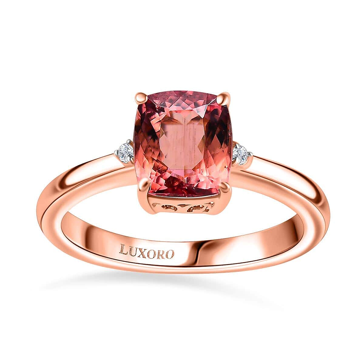 Luxoro 10K Rose Gold Premium Blush Tourmaline and G-H I2 Diamond Ring (Size 7.0) 2.40 ctw