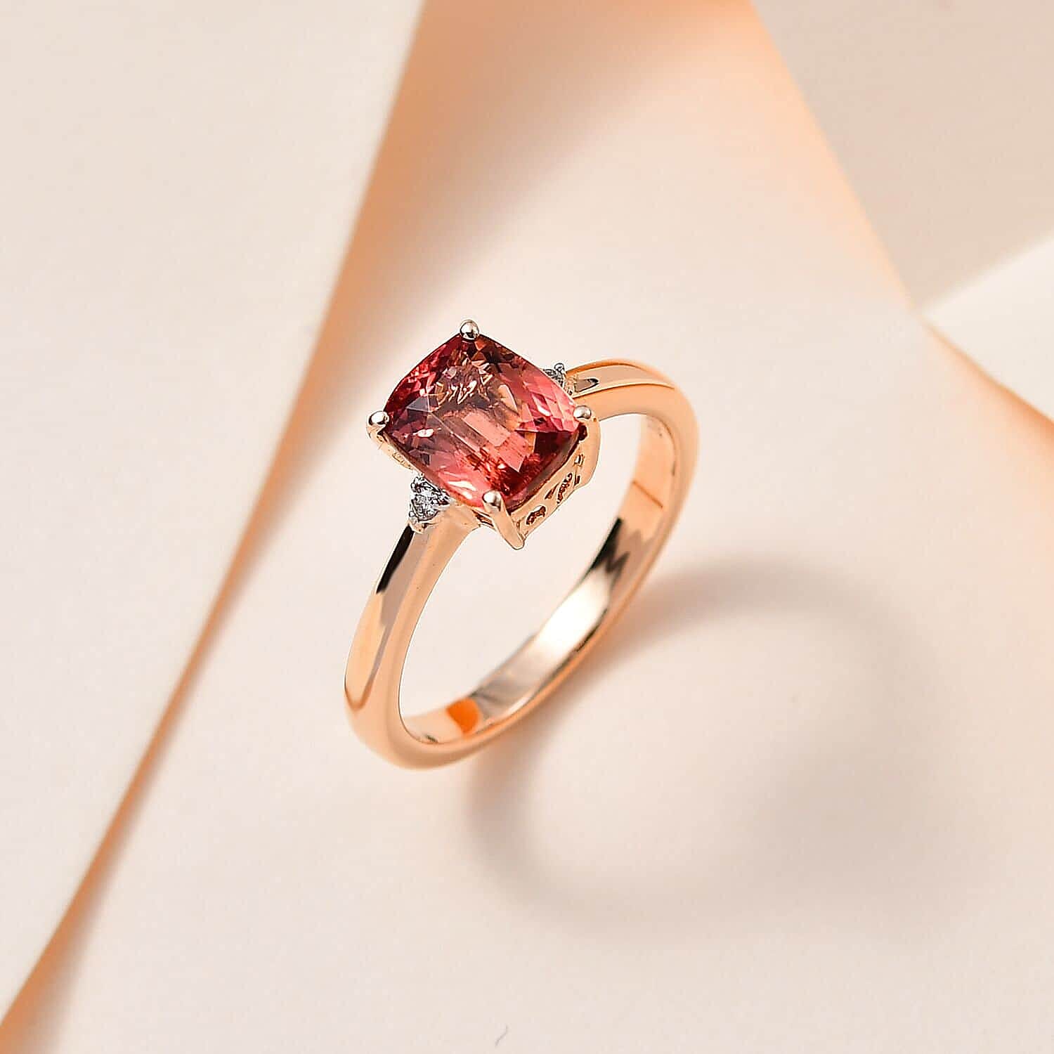 Luxoro 10K Rose Gold Premium Blush Tourmaline and G-H I2 Diamond Ring (Size 7.0) 2.40 ctw