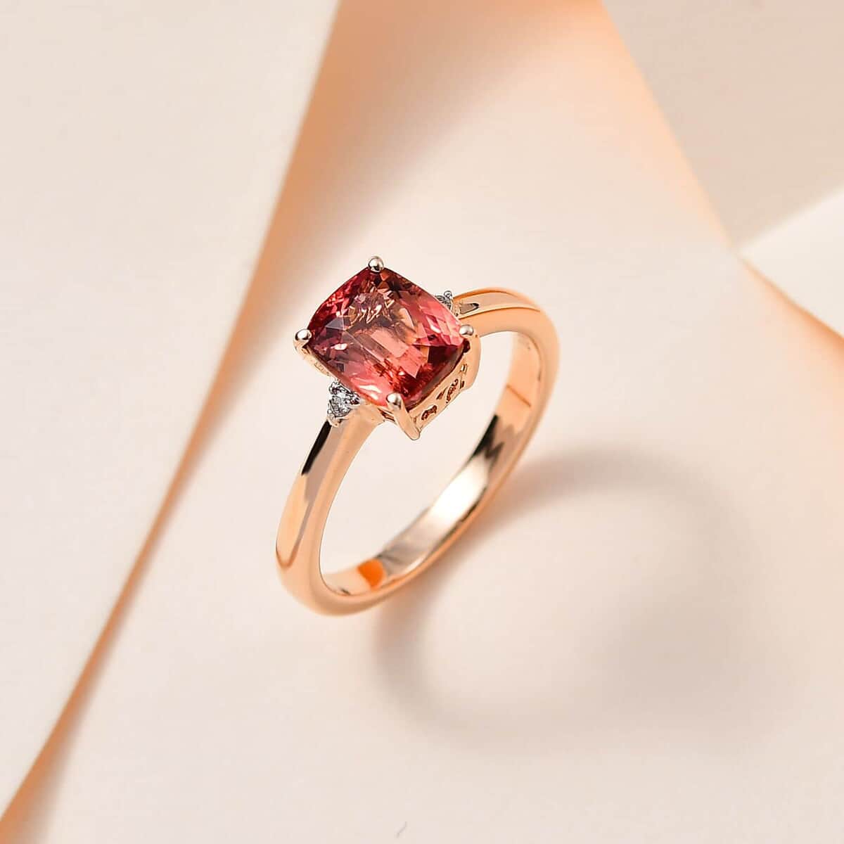 Luxoro 10K Rose Gold Premium Blush Tourmaline and G-H I2 Diamond Ring (Size 7.0) 2.40 ctw image number 1