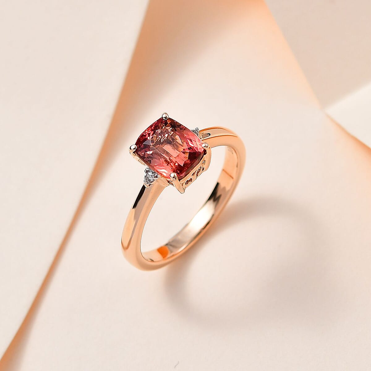 Luxoro 10K Rose Gold Premium Blush Tourmaline and G-H I2 Diamond Ring (Size 8.0) 2.40 ctw image number 1
