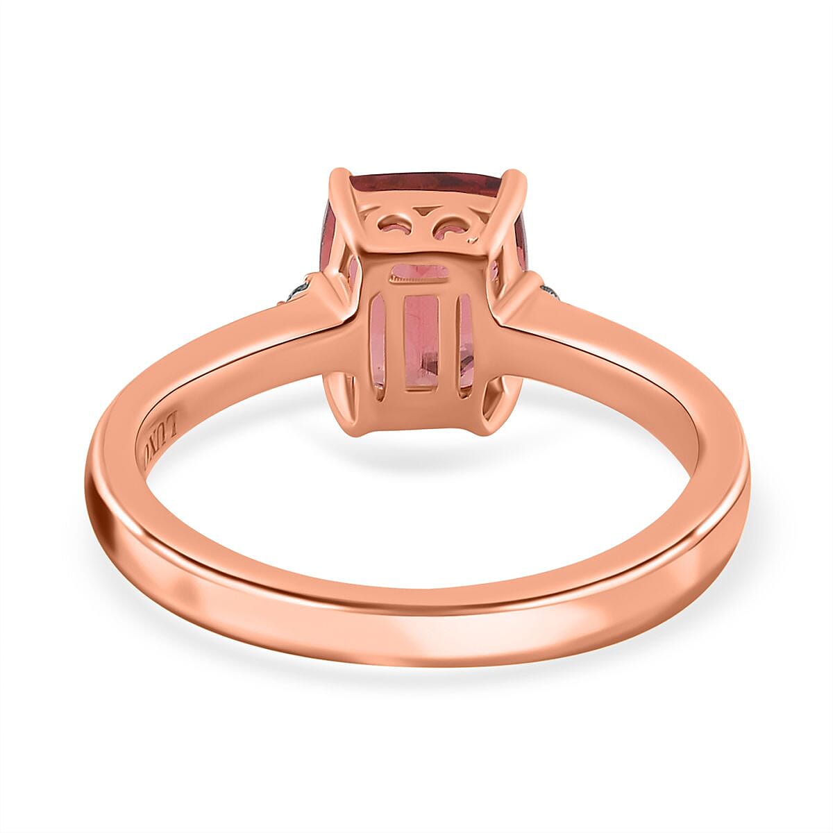 Luxoro 10K Rose Gold Premium Blush Tourmaline and G-H I2 Diamond Ring (Size 8.0) 2.40 ctw image number 4