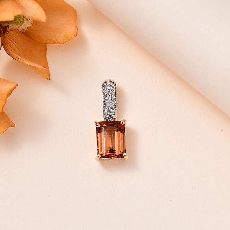 Luxoro 10K White and Rose Gold Premium Blush Tourmaline and G-H I2 Diamond Pendant 2.75 ctw