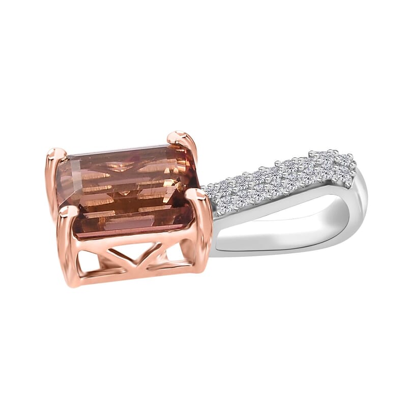 Luxoro 10K White and Rose Gold Premium Blush Tourmaline and G-H I2 Diamond Pendant 2.75 ctw