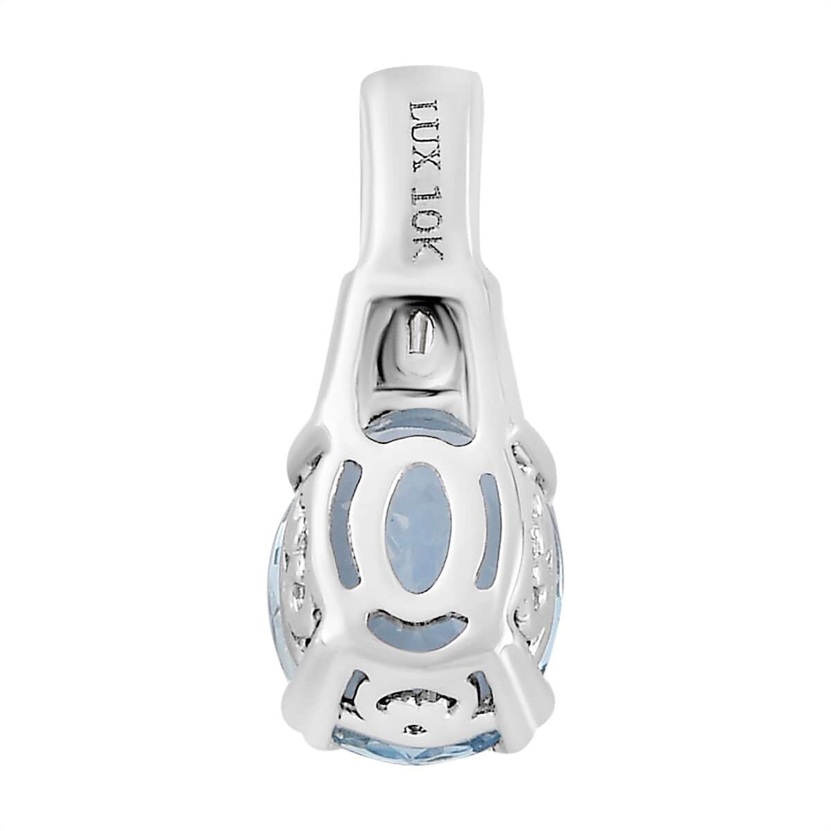 Luxoro 10K White Gold AAA Santa Maria Aquamarine and G-H I2 Diamond Pendant 1.65 ctw image number 4