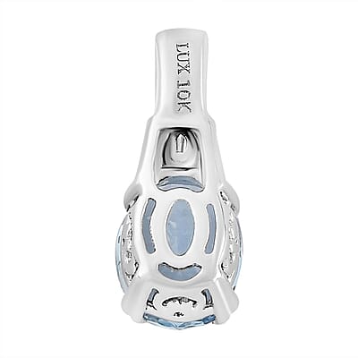 Luxoro 10K White Gold AAA Santa Maria Aquamarine and G-H I2 Diamond Pendant without Chain 1.65 ctw