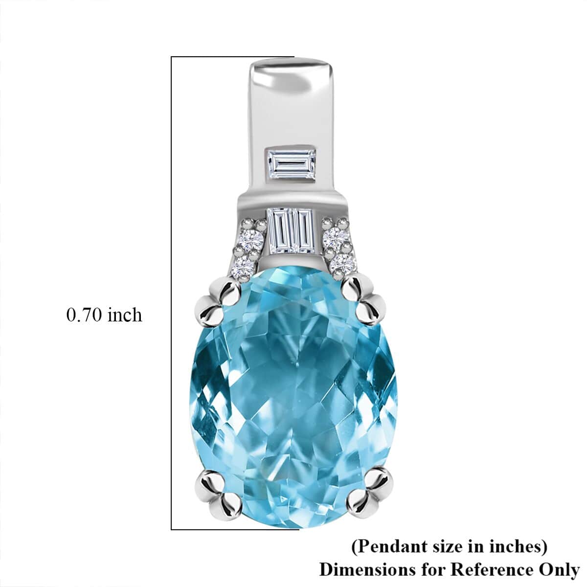 Luxoro 10K White Gold AAA Santa Maria Aquamarine and G-H I2 Diamond Pendant 1.65 ctw image number 5