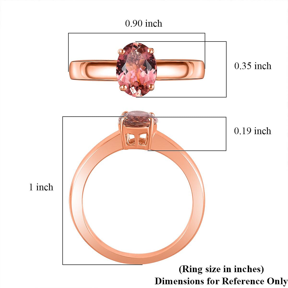 Luxoro Premium Blush Tourmaline 1.35 ctw Solitaire Ring in 10K Rose Gold (Size 8.0) image number 5