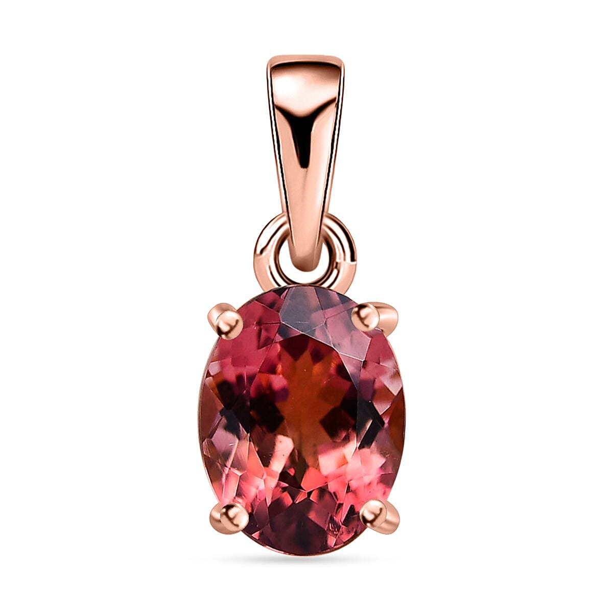 Luxoro 10K Rose Gold Premium Blush Tourmaline Solitaire Pendant 1.15 ctw image number 0