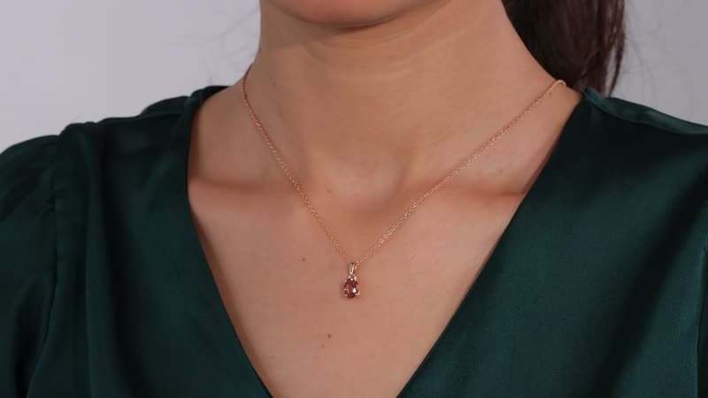 Luxoro 10K Rose Gold Premium Blush Tourmaline Solitaire Pendant 1.15 ctw