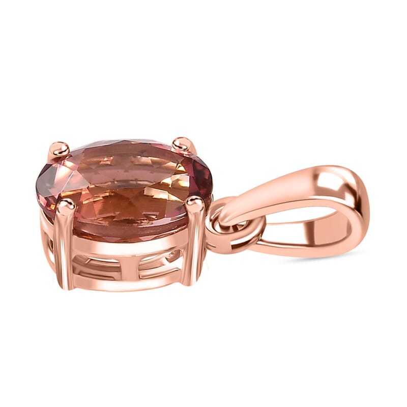 Luxoro 10K Rose Gold Premium Blush Tourmaline Solitaire Pendant without Chain 1.15 ctw