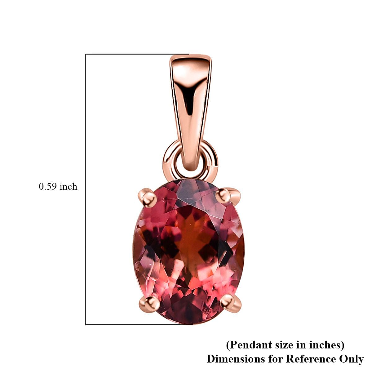 Luxoro 10K Rose Gold Premium Blush Tourmaline Solitaire Pendant without Chain 1.15 ctw