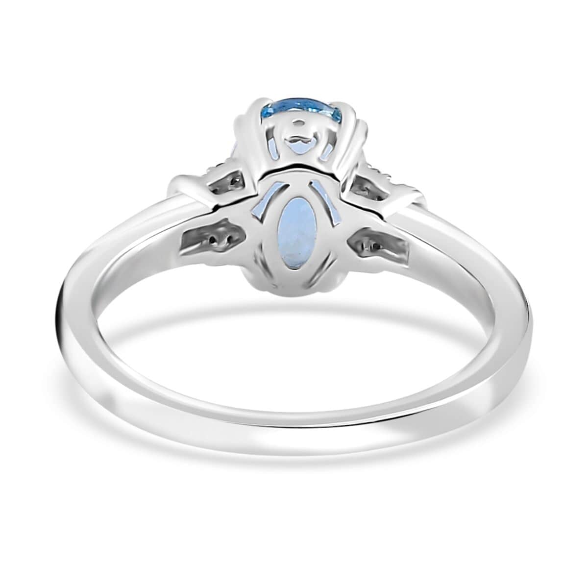 Luxoro 10K White Gold AAA Santa Maria Aquamarine and G-H I2 Diamond Ring (Size 6.0) 1.50 ctw image number 4