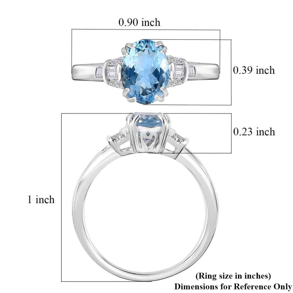 Luxoro 10K White Gold AAA Santa Maria Aquamarine and G-H I2 Diamond Ring (Size 6.0) 1.50 ctw image number 5