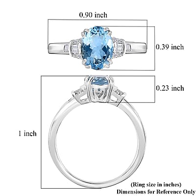 Luxoro 10K White Gold AAA Santa Maria Aquamarine and G-H I2 Diamond Ring (Size 7.0) 1.50 ctw