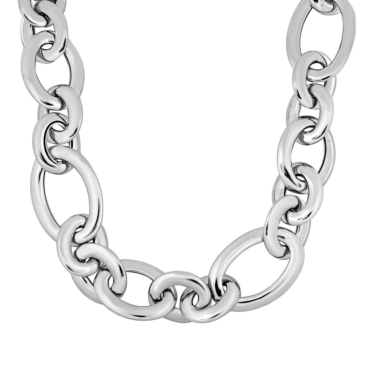 Italian Sterling Silver Link Necklace 18 Inches 42.05 Grams image number 0