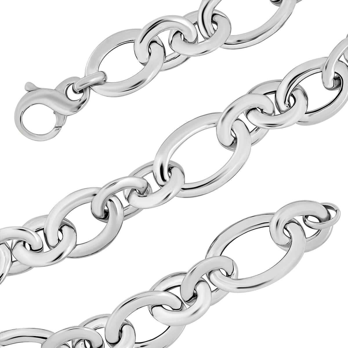 Italian Sterling Silver Link Necklace 18 Inches 42.05 Grams image number 3