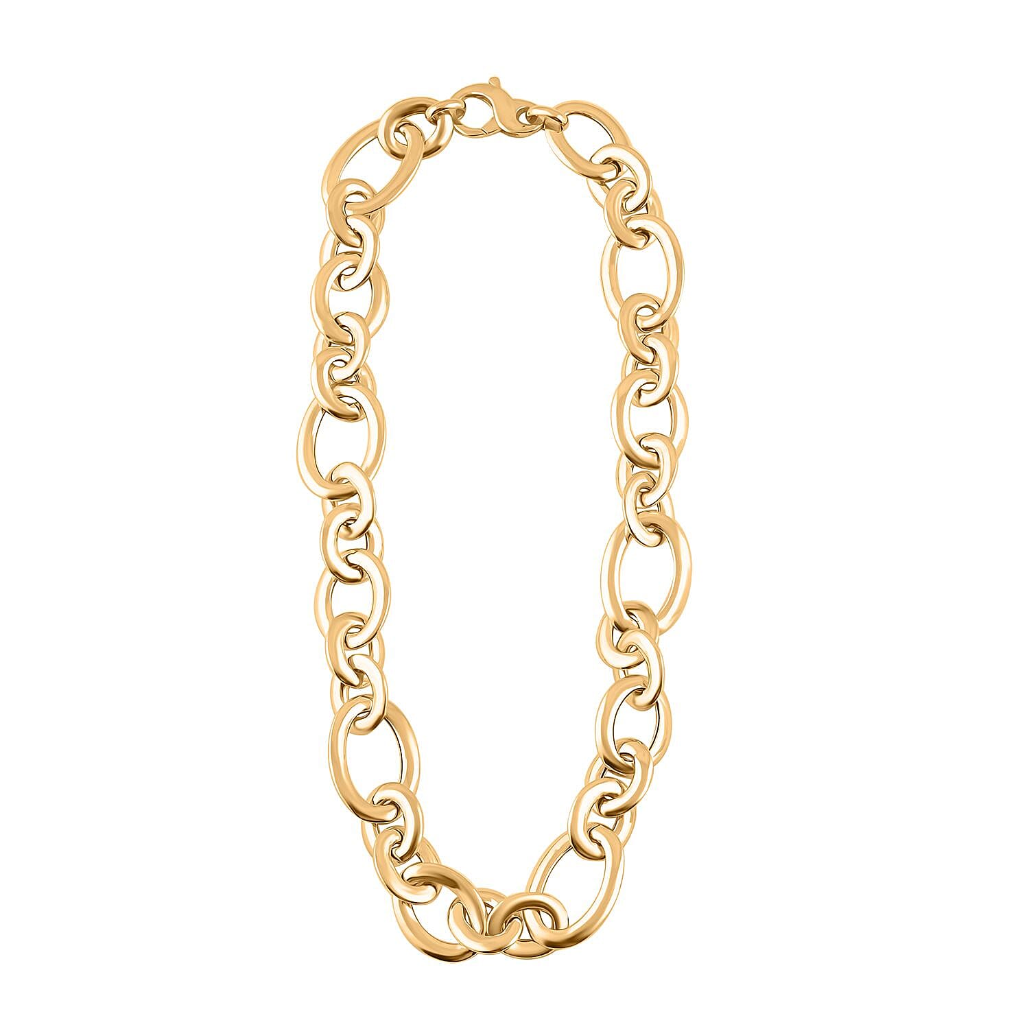 Italian 14K Yellow Gold Over Sterling Silver Link Necklace 18 Inches 41.70 Grams