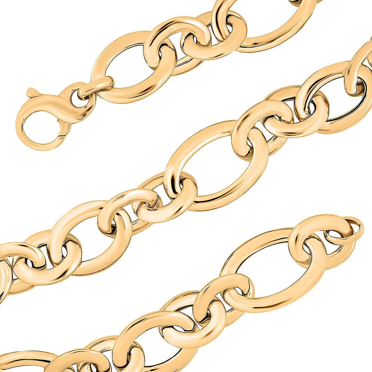 Italian 14K Yellow Gold Over Sterling Silver Link Necklace 18 Inches 41.70 Grams image number 3