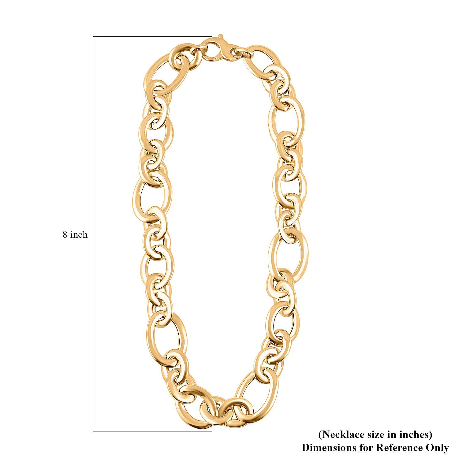 Italian 14K Yellow Gold Over Sterling Silver Link Necklace 18 Inches 41.70 Grams