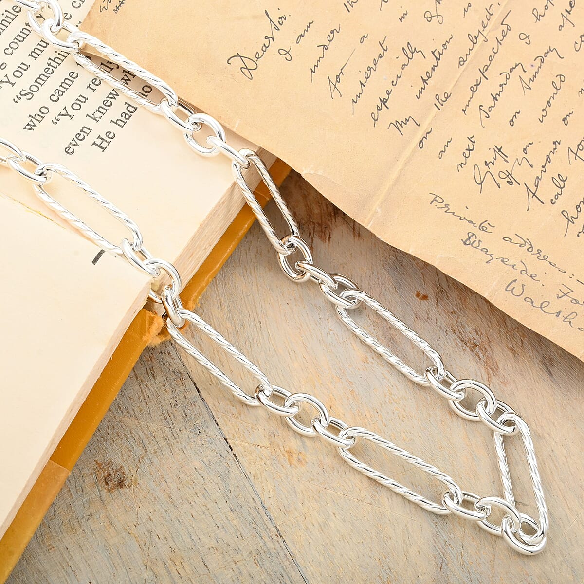 Italian Sterling Silver Oval Link Necklace 18 Inches 14.55 Grams image number 1