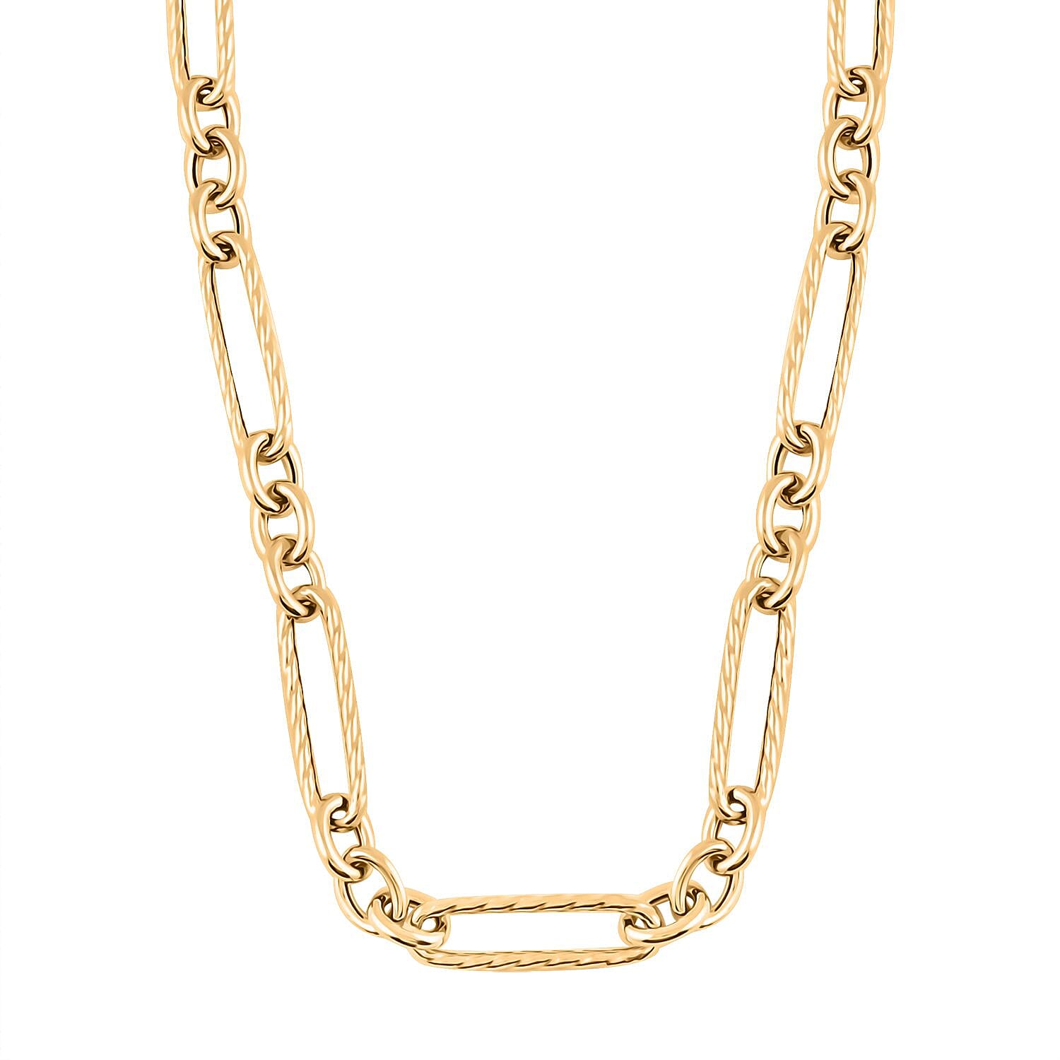 Italian 14K Yellow Gold Over Sterling Silver Oval Link Necklace 18 Inches 14.40 Grams